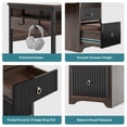 thumbnail image 4 of Bestier 55 Inch Office Desk with Drawers, Keyboard Tray, 2 Hooks, Modern Fluted Computer Desk for Home, Walnut, 4 of 11