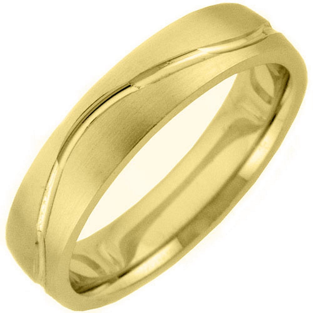 TheJewelryMaster Mens 14KT Yellow Gold 6mm Satin Comfort