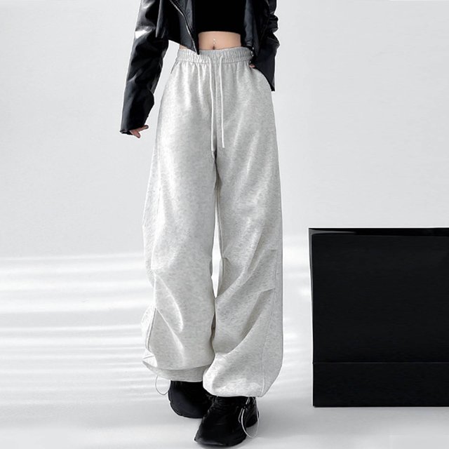 AherBiu Oversized Womens Sweatpants High Waisted Wide Leg Drawstring Loose Casual Trousers with Pockets