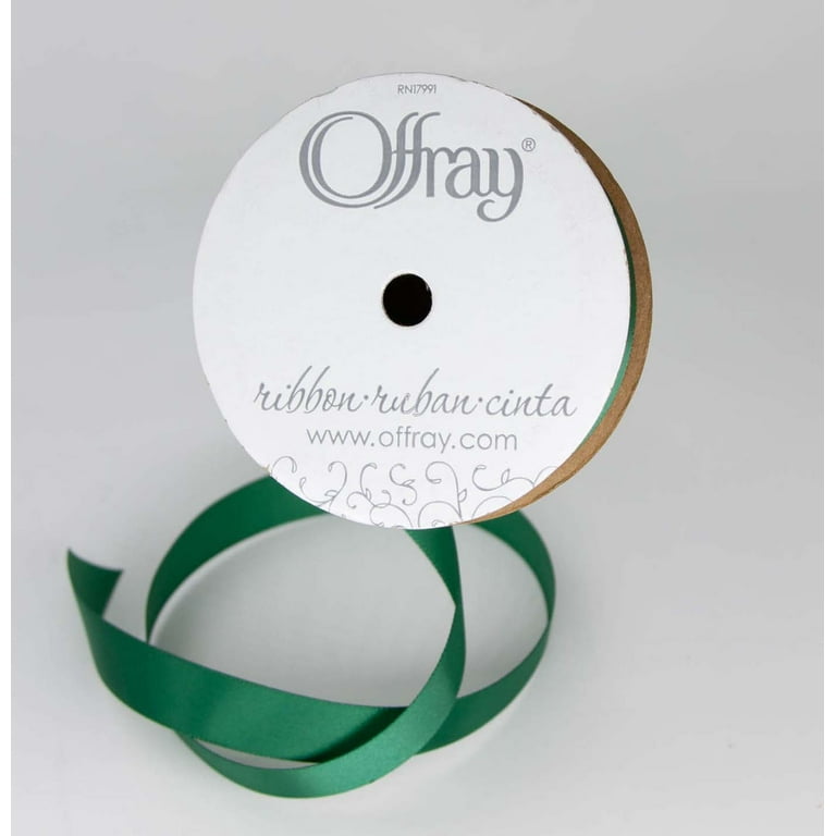 Offray Ribbon, Forest Green 5/8 inch Single Face Satin Polyester Ribbon, 18  feet