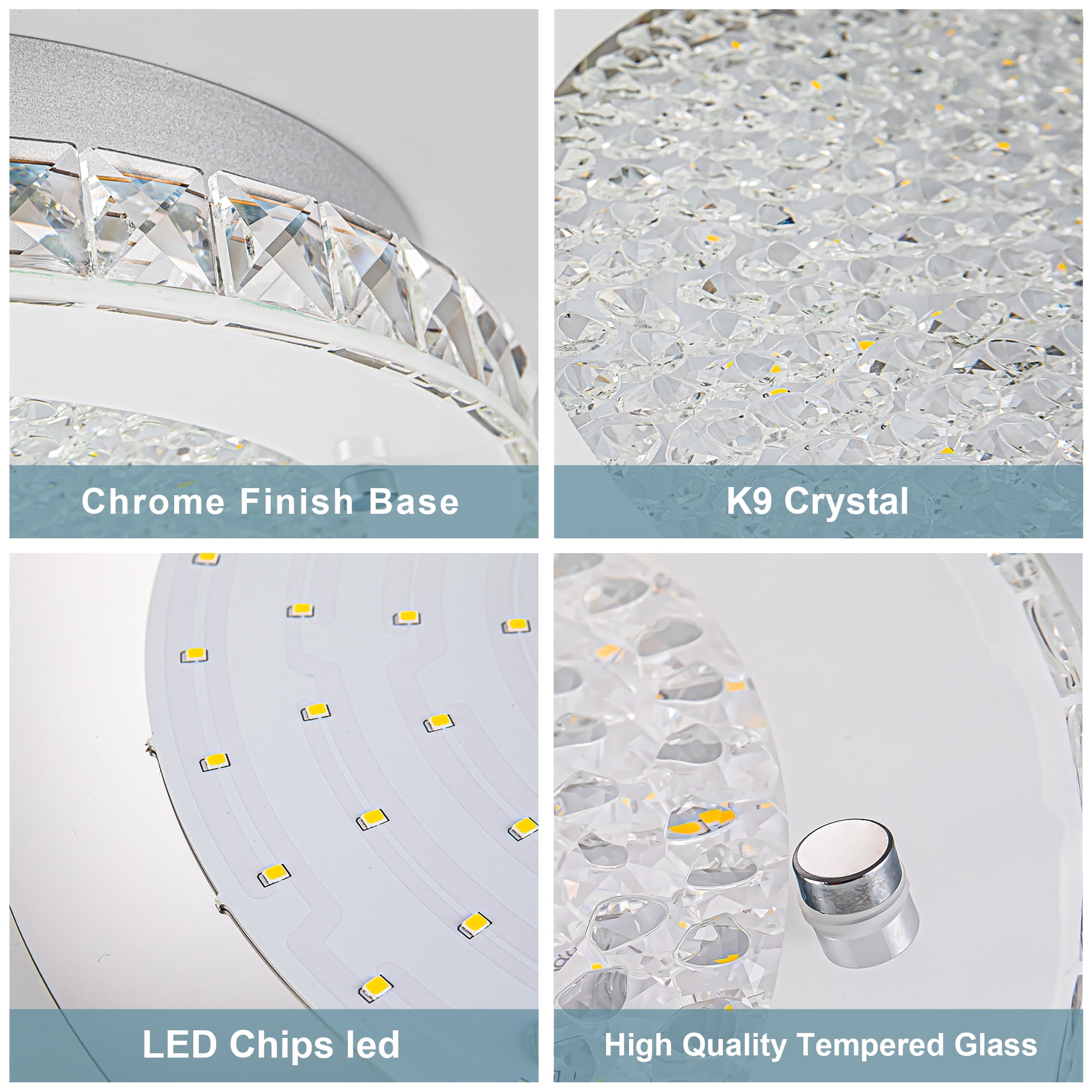 Lzawvm Ceiling Light Fixture Flush Mount Dimmable 4000K Crystal Ceiling Light 14 Inch Kitchen Light Fixtures for Bedroom Hallway Living Room 24W