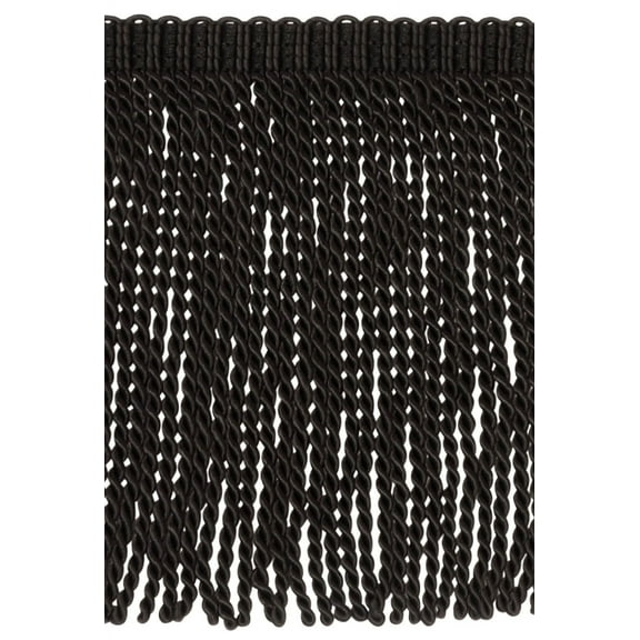 9" (22.5cm) Long Traditional Bullion Fringe Trim with Fancy Knitted Header # BFS9,, Pure Black #K9 (Jet Black) Sold By The Yard (36"/3 ft/0.9m)