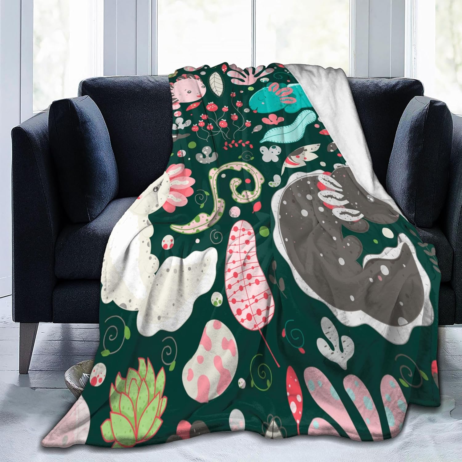 Cute Axolotl Blanket Gifts for Adult & Kids for Living Room Bedding Couch Soft Warm Lightweight Cozy Colorful Axolotls Throw Blankets Christmas Decor 60x80in