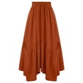 thumbnail image 6 of Hduncf Skirts for Women Elastic High Waist Long Skirt Solid Color Casual Flowy Tiered Skirt Trendy Summer Half Body Skirt Orange S, 6 of 6