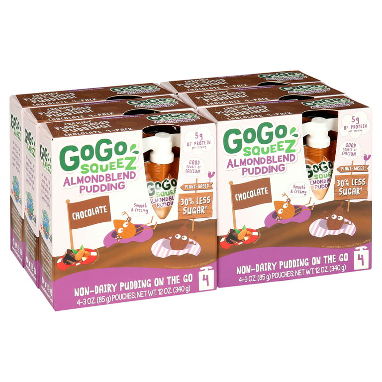 24 Pack) GoGo Squeez Almond Blend Pudding, Chocolate Pudding, 24