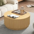 thumbnail image 3 of PHOYAL 31.5" Fluted Round Coffee Table with Flip Top and Hidden Compartments Storage for Living Room, Natural, 3 of 9