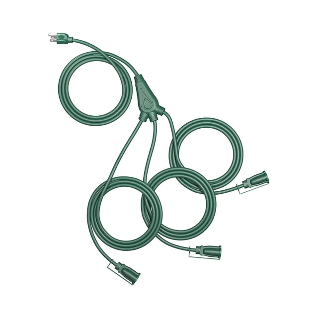 Cable de extensión para exteriores DEWENWILS de 25 pies y 3 salidas 16/3 SJTW