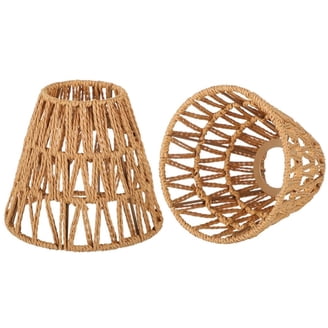 Chandelier Shades Set of 6, Small Rattan Lamp Shades Clip on Bulb
