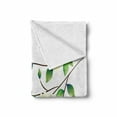 thumbnail image 2 of Dragonfly Soft Flannel Fleece Blanket, Leaves with Little Dragonflies and Jasmine Environmental Botanical Illustration, Cozy Plush for Indoor and Outdoor Use, 50" x 60", Green White, by Ambesonne, 2 of 6