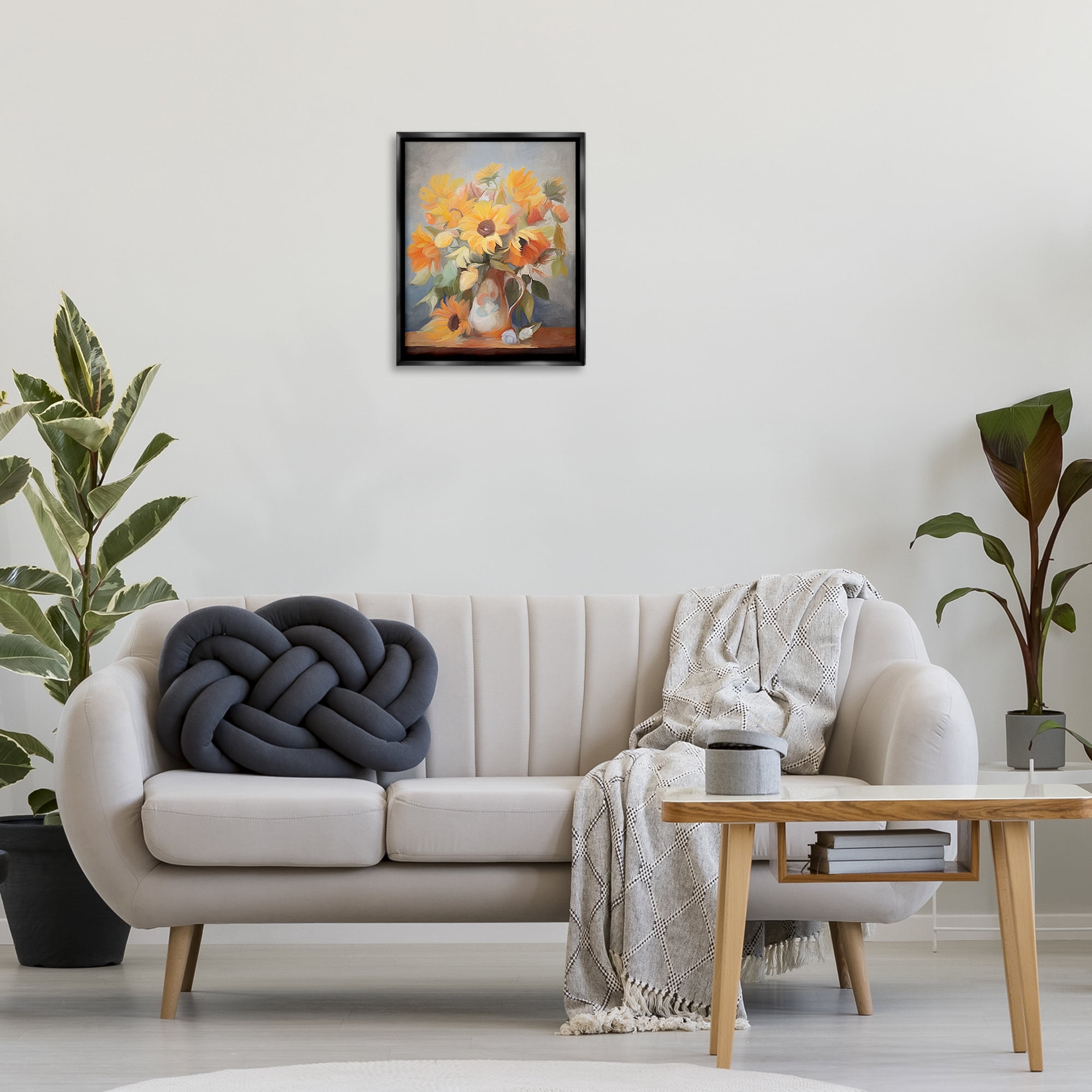 Stupell Industries Bright Sunflower Medley Botanical & Floral Painting Black Floater Framed Art Print Wall Art, 17 x 21