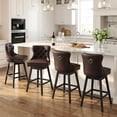 thumbnail image 3 of TEWLOSS Swivel Bar Stools Set of 4, 30" Bar Height Faux Leather Chairs with Back for Home Bar, Brown, 3 of 10