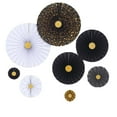 thumbnail image 6 of Efavormart Pack of 8 Polka Dots Paper Fan Set Paper Pinwheels Wall Hanging Decorations Kit - 4" | 8" | 12" | 16" - Black|Gold|White, 6 of 11