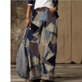 thumbnail image 3 of Pantalones anchos con estampado de cáñamo de otoño, sin cinturón, estilo nacional, vintage, de mezclilla azul, de cintura alta, holgados, de algodón, informales, 3 of 3