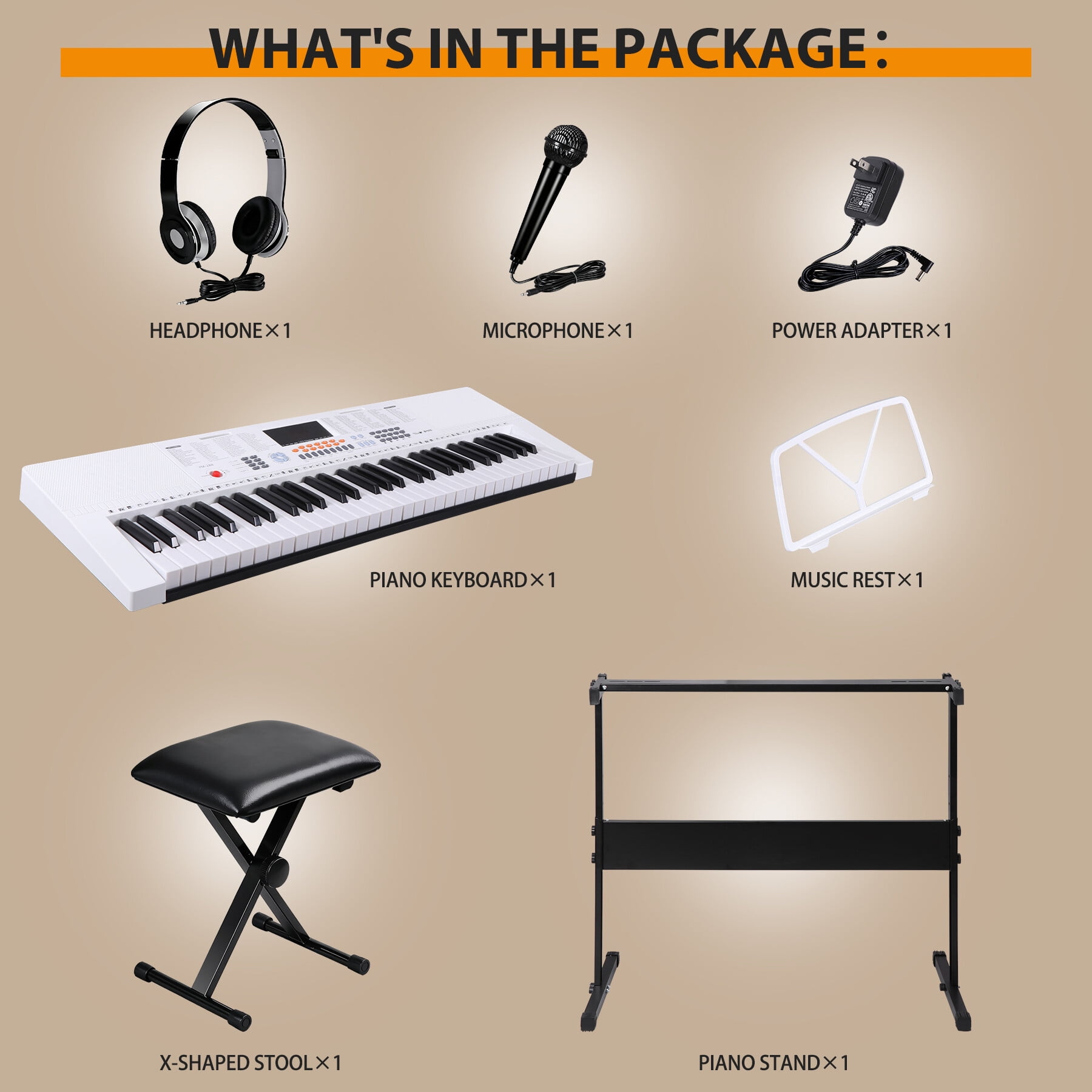 ZENSTYLE Compact 61 Key Electronic Keyboard with Stand, Headphones