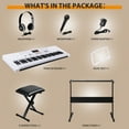 thumbnail image 7 of ZENY 61-Key Portable Electronic Piano LED Display Keyboard Kit W/ Music Stand, Headphones, Microphone, White, 7 of 7