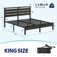 thumbnail image 2 of Greenstell King Size Platform Bed Frame with Storage Headboard, LED Lights & USB Charging Station, Metal Bed Frame Black, 2 of 7
