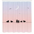 thumbnail image 2 of Ambesonne Bird on a Wire Shower Curtain, Pastel Tone Sky Moon, 69"Wx84"L, Blush Pale Ceil Blue, 2 of 2
