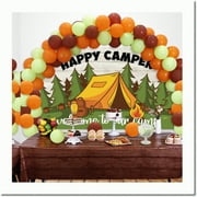 Wilderness Adventure Party Pack - Happy Camper Decorations Set with Banner, Balloons, Tablecloth - Perfect for Camping Birthday Party, Family Gatherings & Camp Theme Celebrations!