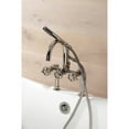 thumbnail image 2 of Kingston Brass AE8106CG Fuller Three-Handle 2-Hole Deck-Mount Clawfoot Tub Faucet with Hand Shower in Polished Nickel, 2 of 8