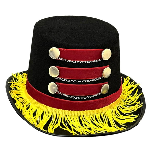Rongfmy Adult Costume Accessory Ringmaster Hat Metallic Buttons for Masquerade Balls