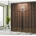 thumbnail image 4 of JOOCAR Basketball Shower Curtain, Old Brick Wall and Basketball Hoop Rim Indoor Training Exercising Stadium Picture, Cloth Fabric Bathroom Decor Set with Hooks, 72x72, Brown, 4 of 4