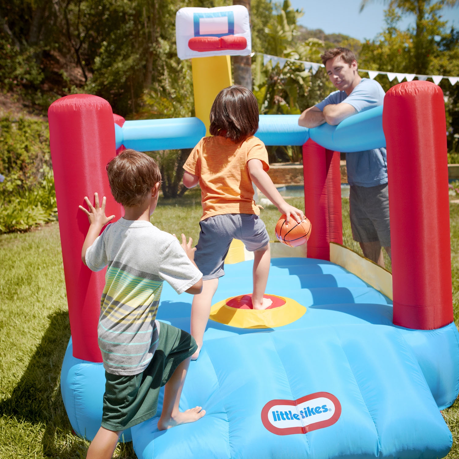 Little Tikes Super Slam 'N Dunk Inflatable Sports Bouncer with Inflatable Basketball Hoop & Blower, Multicolor, Outdoor Toy Kids Girls Boys Ages 3 4 5+ - image 3 of 6