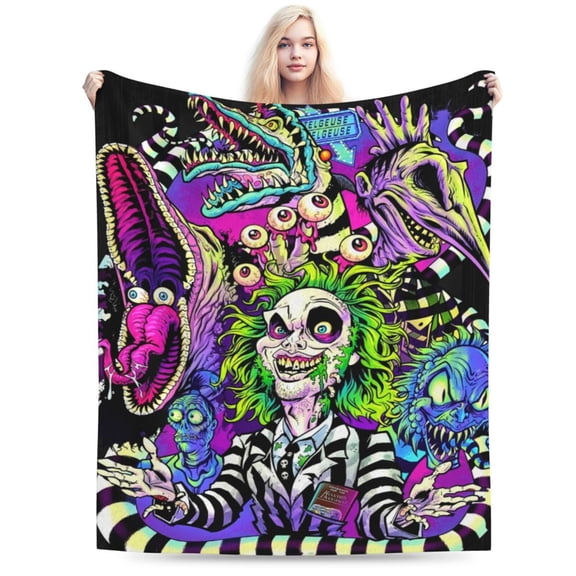 Beetlejuice Horror Fleece Blanket for Boys Girls Kids, Ultra Soft Cozy Warm Flannel Throw Blankets, Plush Blanket Gifts for Bed Sofa Living Room Couch Home Decor 50"X40"