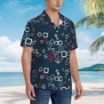 thumbnail image 3 of Honeii Navy Blue Geometric Print Men’s Hawaiian Shirt,Classic Button-Down Short Sleeve Shirt, for Beach, Vacation, and Outdoor Activities,3X-Large, 3 of 7