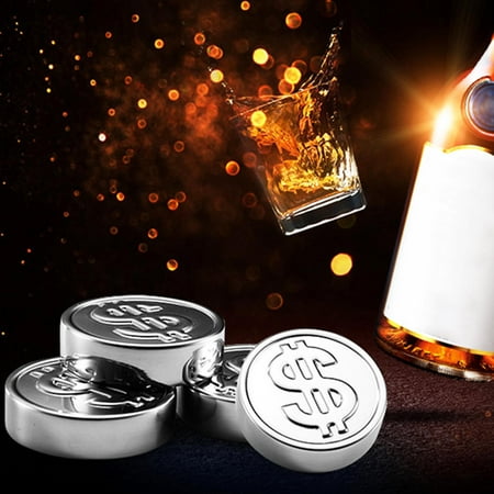 

Travelwant Whiskey Stones Gift Whiskey Chilling Stones Stainless-Steel Whiskey Ice Cubes Reusable Ice Cubes Coin Whiskey Stones Great Gifts for Dad Bar Accessories