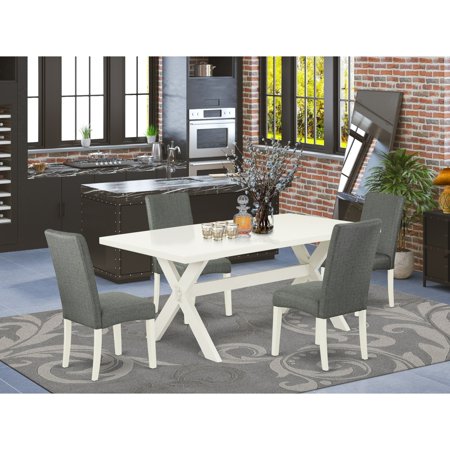 HomeStock Victorian Vintage - 5-Piece Dinette Set - 4 Padded Parson Chairs And A Rectangular Dinner Table Solid Wood Frame