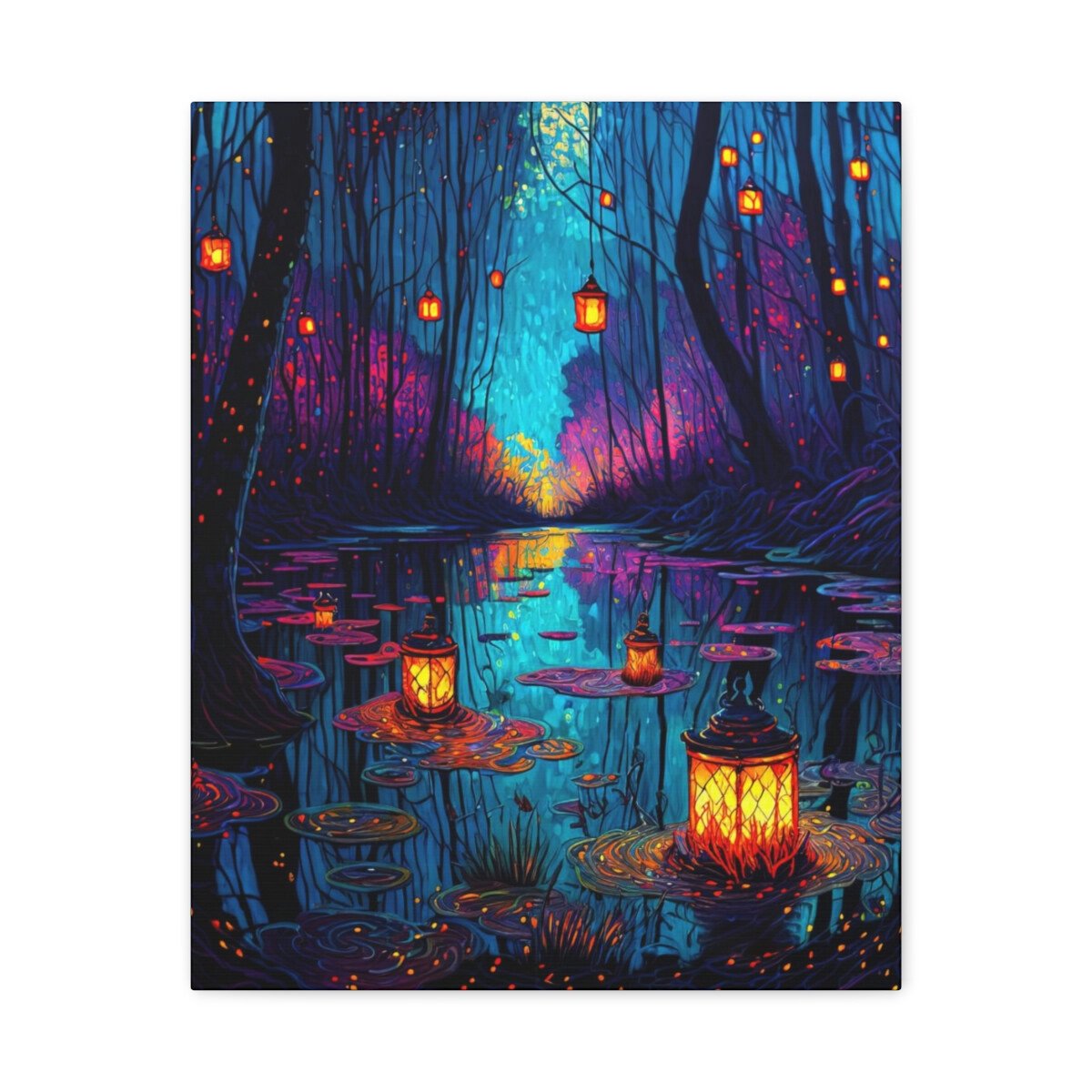 Mystical Forest Lantern Wall Art Print Fantasy Decor