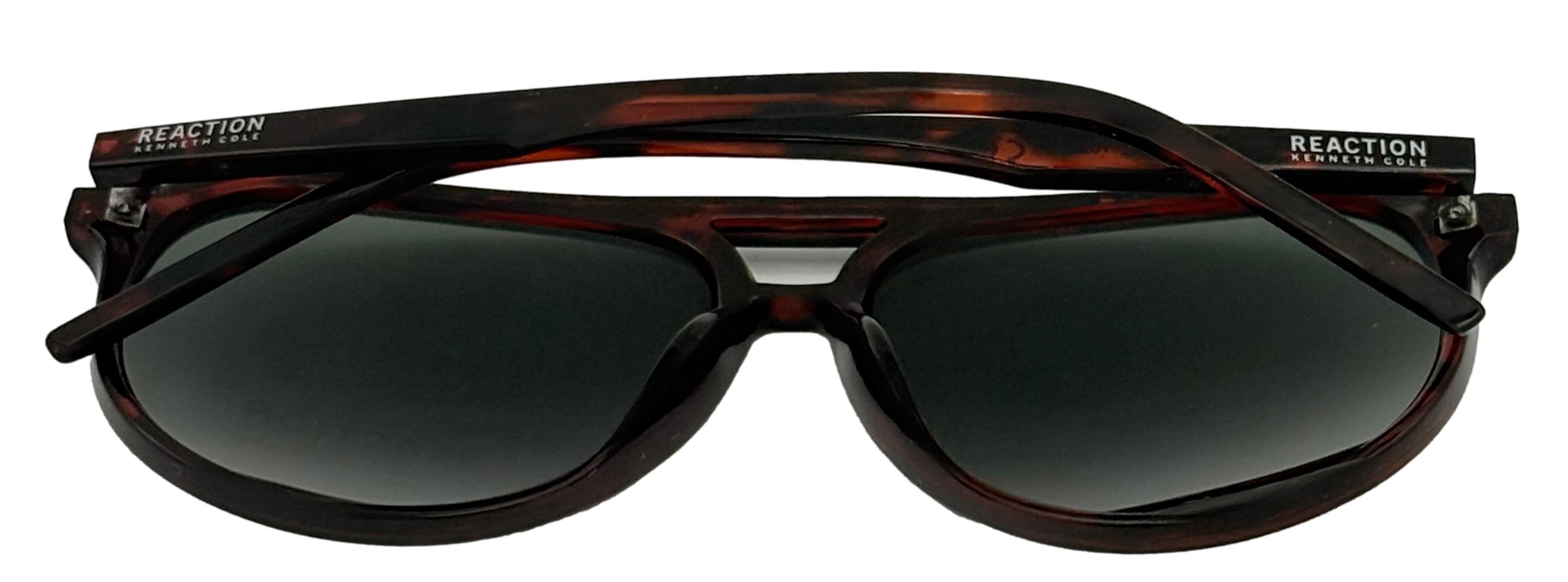 Kenneth Cole Reaction Mens Sunglass Dark Havana Plastic Aviator, KC1383. 52B