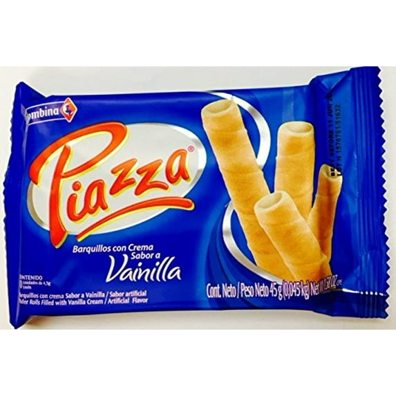 Colombina Wafer Rolls Filled with Vanilla Cream / Piazza Barquillos con Crema Sabor a Vanilla 1.58oz 16 Pack