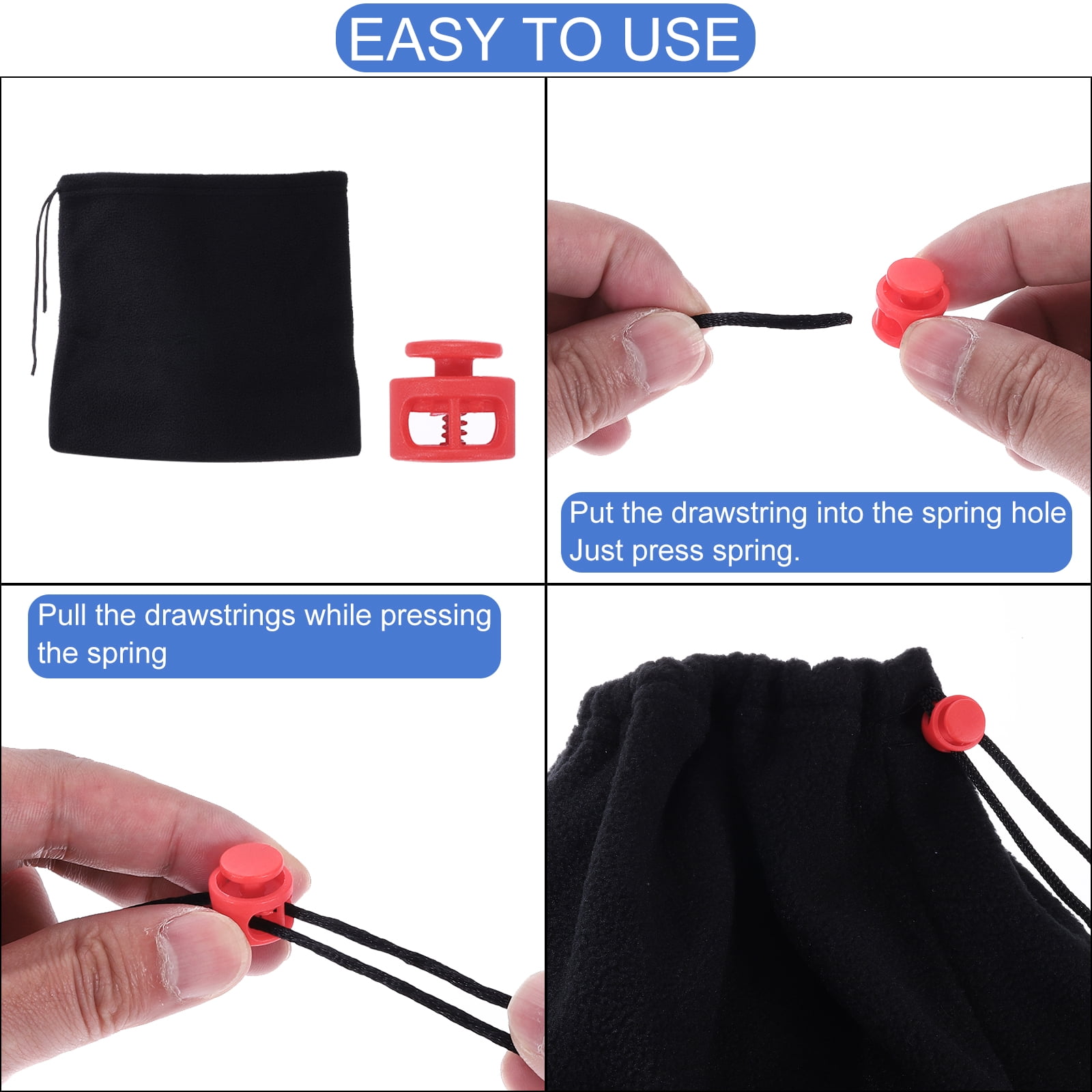 Unique Bargains Assorted Plastic Spring Cord Lock Double-Hole Slider Transparent