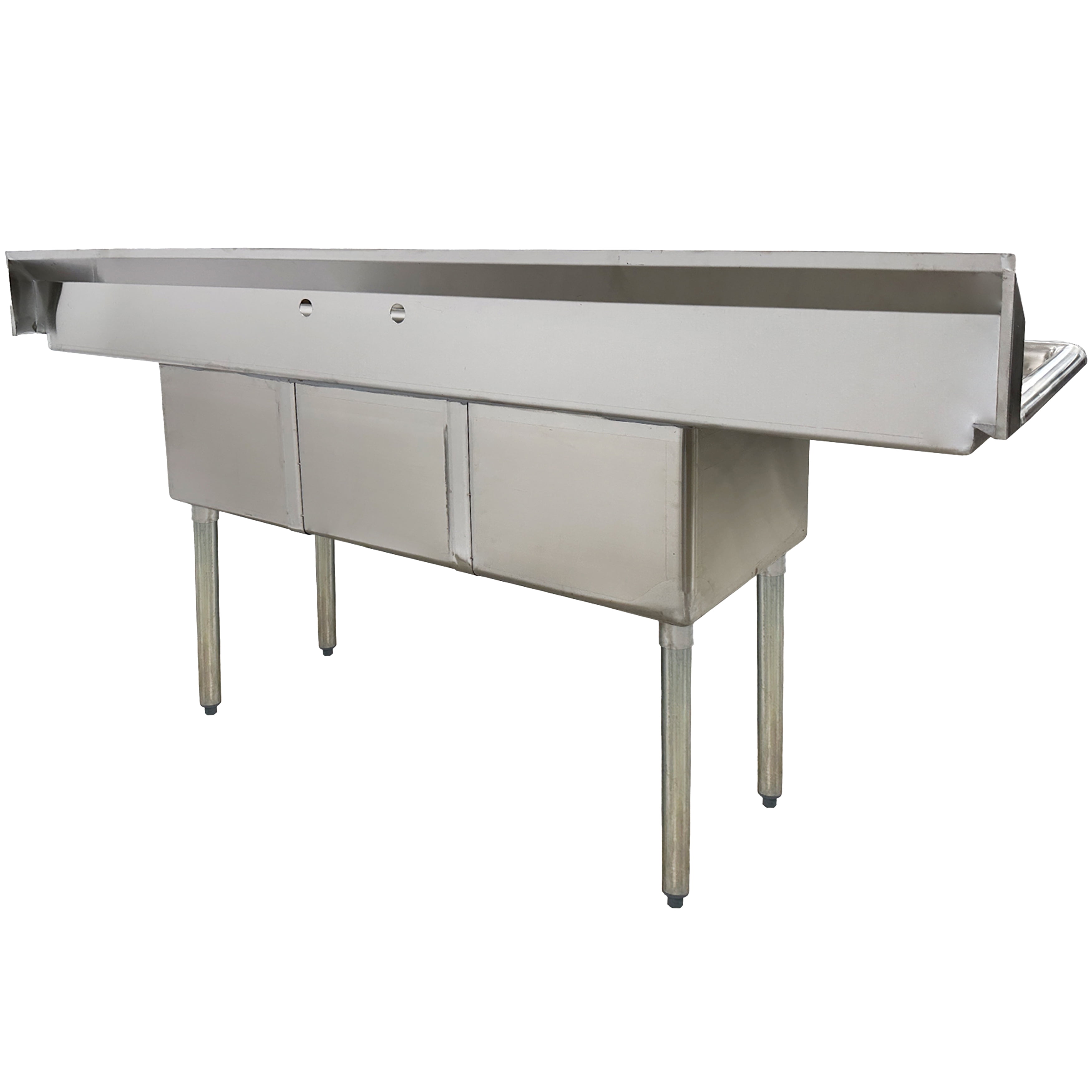 75 in. Commercial Kitchen Three Compartment Sink, NSF Sink Stainless Steel with Two Drain Board