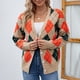 thumbnail image 1 of Pntutb Mujer Primavera y Otoño Diamond Check Colorblock Knit Button Manga Larga Cardigan Chaqueta Suéter top Selecciones Flash Pntutb Pntutb-4813, 1 of 9
