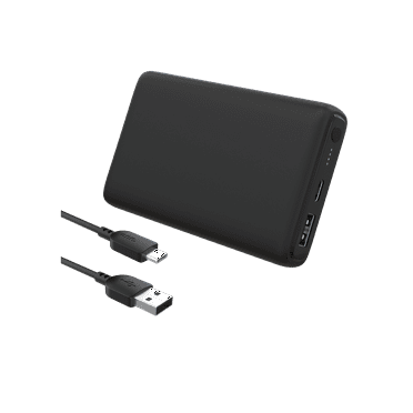 onn 8,000 mAh dual USB-C/USB-A port portable battery, Black