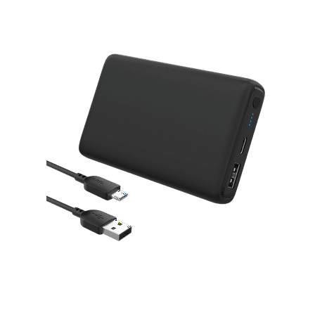 onn 8,000 mAh dual USB-C/USB-A port portable battery, Black