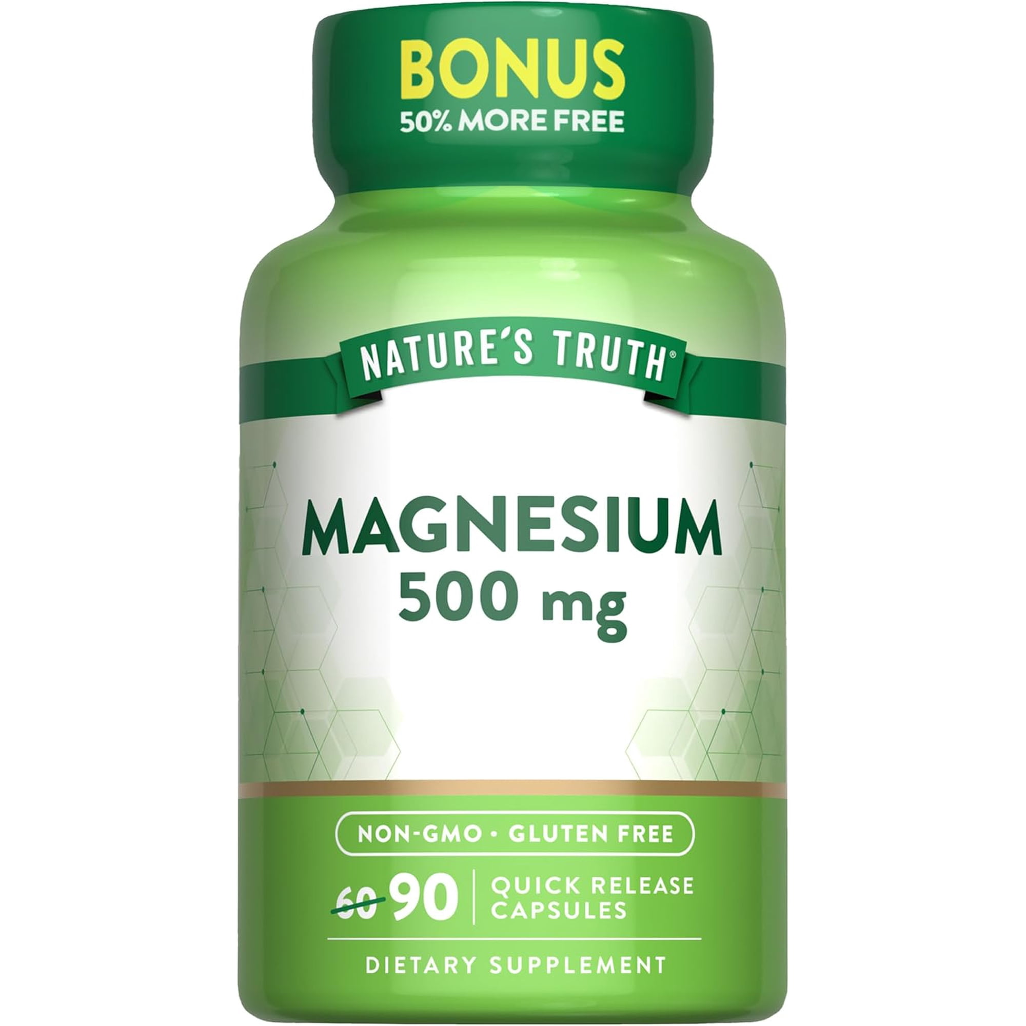 Magnesium Oxide 500mg | 90 Capsules | For Men and Women | by Nature's Truth