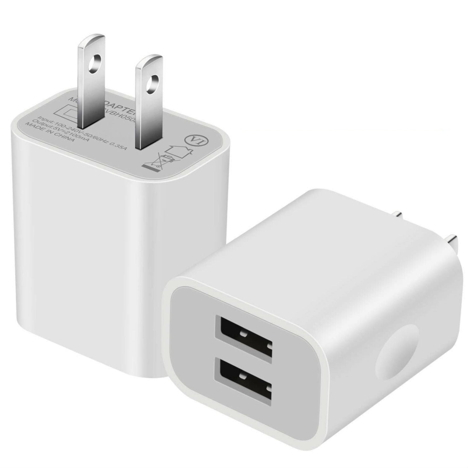 Halvkreds mixer kort USB Charger, 4-Pack Certified 2.1A 2-Port USB Wall Charger Portable Travel  Power Adapter for Apple iPhone X 8/7/6 Plus SE/5S/4S,iPad, iPod,Samsung  Galaxy S7 S6, HTC, LG, Table, Motorola and More - Walmart.com