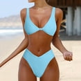 thumbnail image 4 of Penkiiy Women Bikini Set Solid Color Sexy Triangle Two Piece Swimsu XS Light Blue, 4 of 6