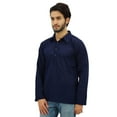 thumbnail image 5 of Atasi Men's Blue Kurta Roll-Over Shirt Collar Neck Ethnic Indian Clothing-Small, 5 of 8