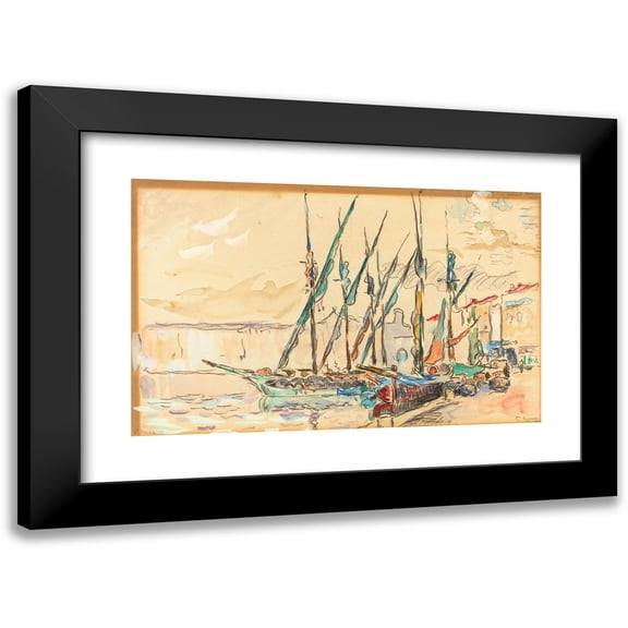 Paul Signac 14x11 Black Modern Framed Museum Art Print Titled - St Tropez (1906)