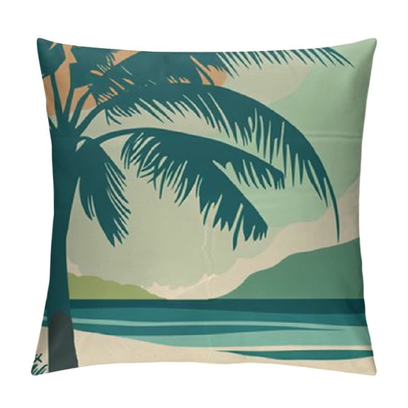 Set of Tropical Beach Throw Pillow Covers Inch Summer Palm Decorative Pillow Cover Outdoor Soft Velvet Garden Cushion Covers for Home Decor Patio（Tropical Palm）