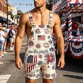 thumbnail image 2 of CAIVO Overalls for Men Bib Coveralls Shorts Romper Jumpsuits Festival Adjustable Strap With Pockets Elegant Independence Day Themed Jumpsuit With Straps Striped Stars Printed, 2 of 6