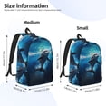 thumbnail image 3 of Picia Ice Blue Ocean Cute Dolphin Printed Canvas Daypack - Stylish and Durable Vintage Compact Backpack - Class, Work, Travel, or Laptop Bookbag,Organized Compartments-Medium, 3 of 6