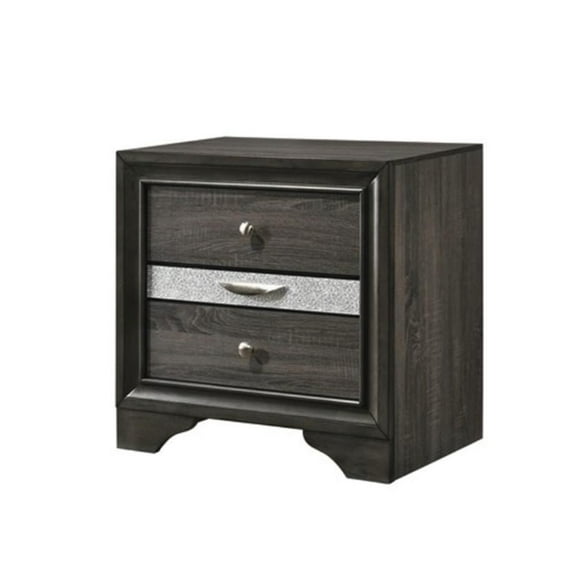 Bowery Hill Modern 3 Drawer Nightstand in Gray