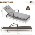 thumbnail image 2 of Outdoor Chaise Lounge Set of 2 Rattan Patio Folding Chaise Lounge Adjustable 5 Position Back Patio Pool Lounge Chair with Cushion Pillow for Poolside Backyard Deck Porch Gray, 2 of 8