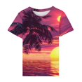thumbnail image 4 of Hvyesh Womens Hawaiian Shirt Palm Trees Beach Graphic Tee Tops Summer Vacation Short Sleeve Tshirt Tops Casual Round Neck Blouses zc-Multicolor,L, 4 of 5