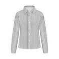 thumbnail image 4 of cfhntfmh Women's Button down Shirts Lounge Striped Print Long Sleeve Collared Blouses Fall Loose Work Tops, 4 of 4